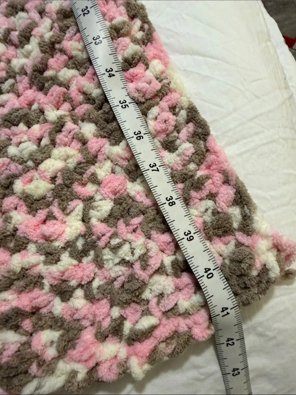 Cozy Pink, Cream & Tan Crochet Baby Blanket - Home Bedding